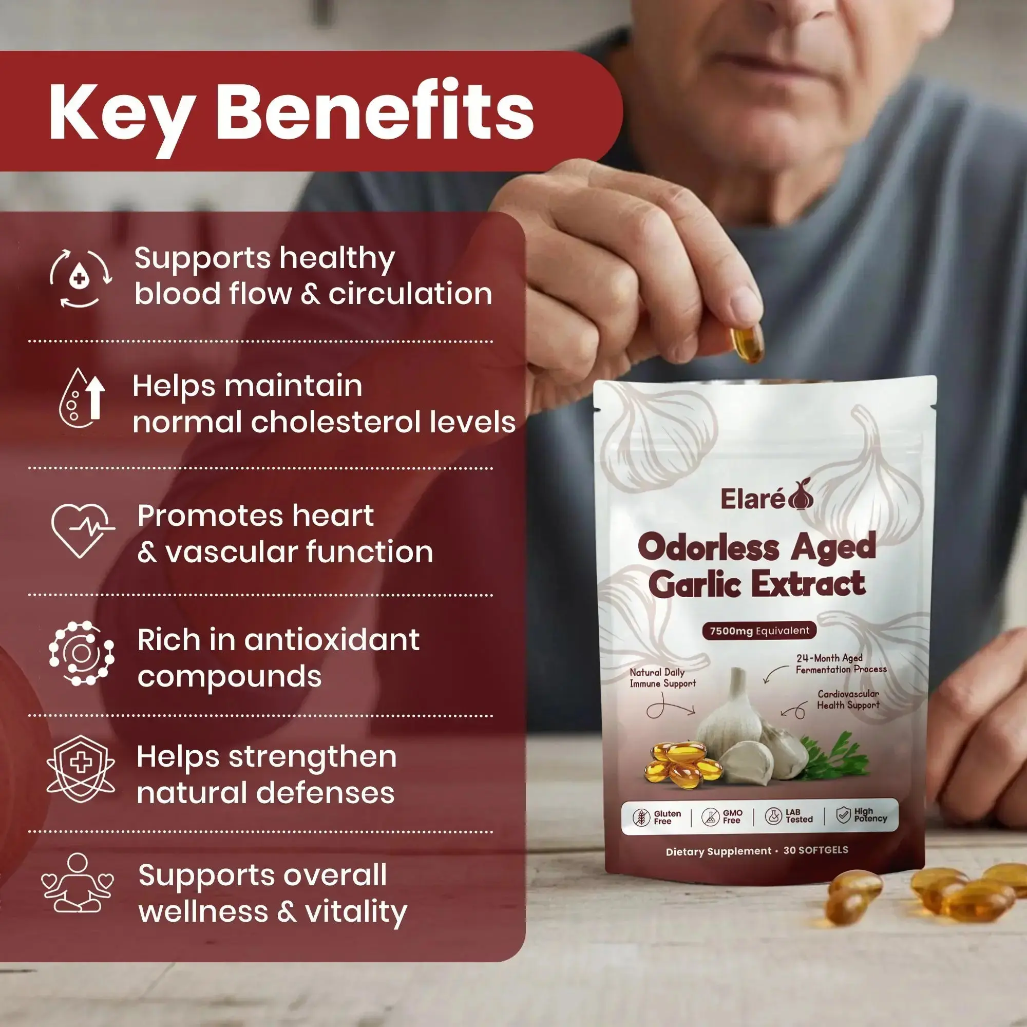 Aged Garlic Extract - 7500mg Odorless Softgels - Image 3